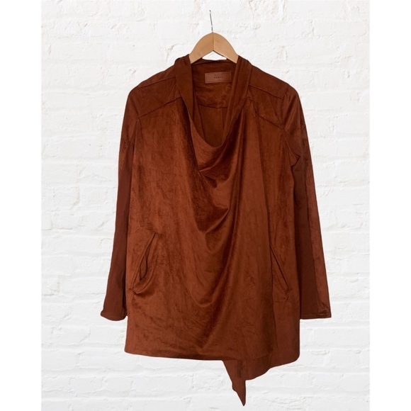 Blank NYC Cloud Nine Draped Wrap Jacket Convertible Faux Suede Leather - Picture 3 of 9